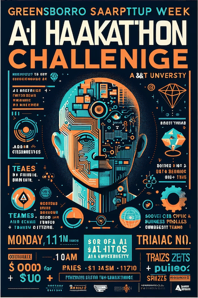AI Hackathon Poster for Greensboro Startup Week
